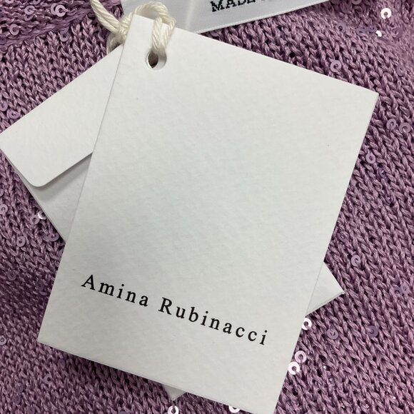 Amina Rubinacci Lilac Sequined Silk Knit Cardigan Sweater - Picture 5 of 6